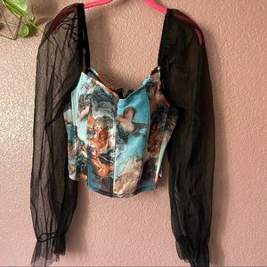 NWT Fashion Nova Corset Shirt with Long Sleeves